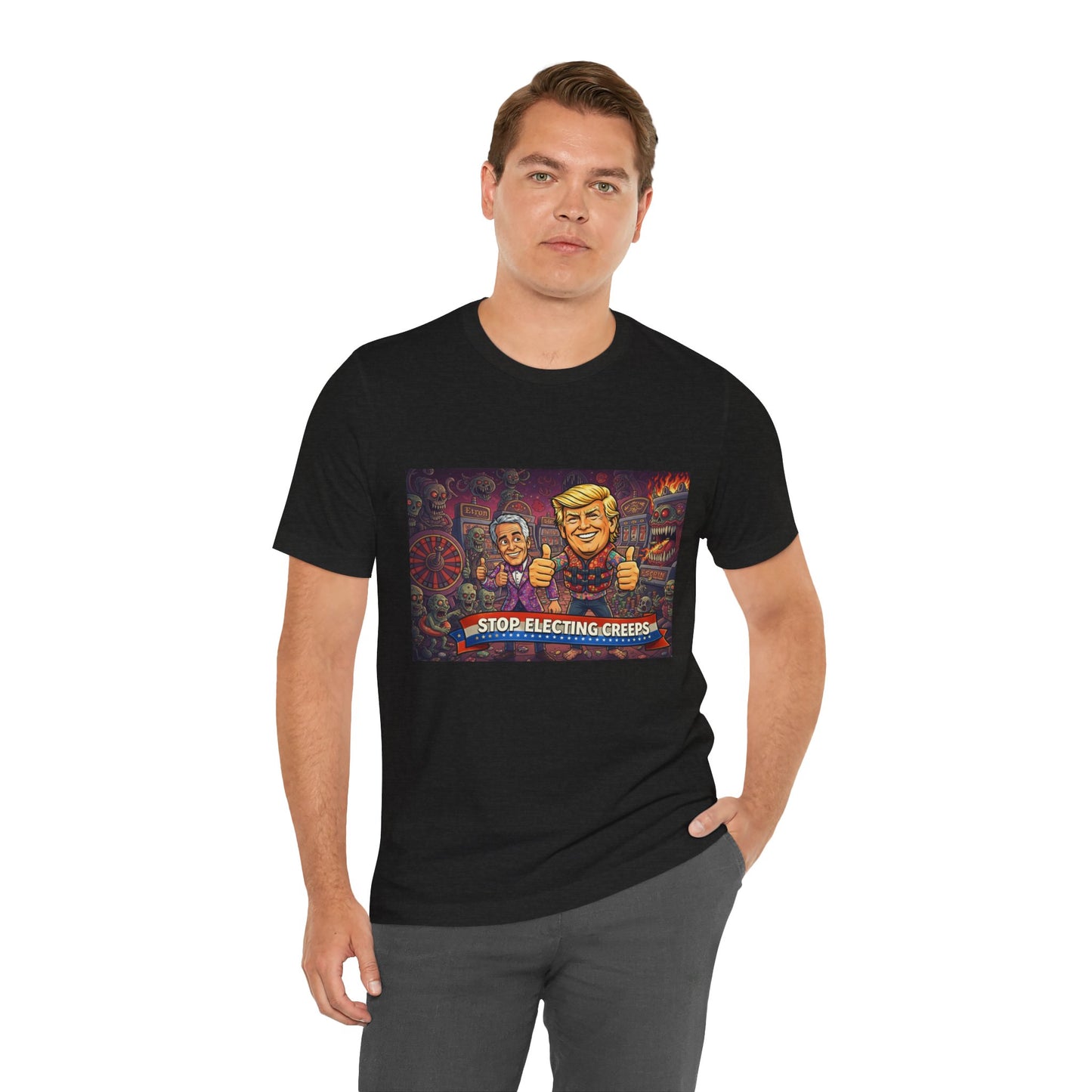 Political Satire Tee — "Stop Electing Creeps" Graphic Shirt