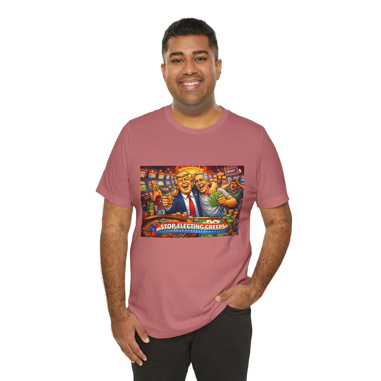 Stop Electing Creeps Graphic Tee — Political Satire T‑Shirt