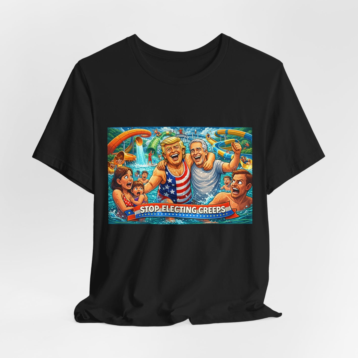T‑Shirt — "Stop Fleecing Creeps" Beach Party Graphic Tee