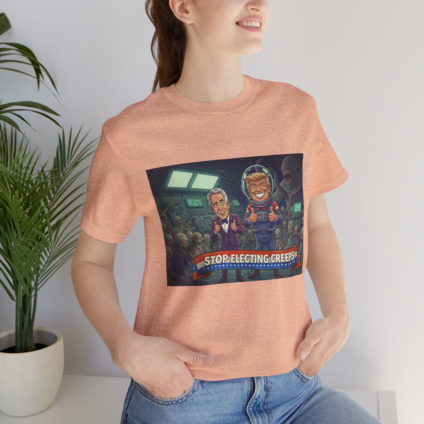 Political Satire Tee — “Stop Electing Creeps” Graphic Shirt