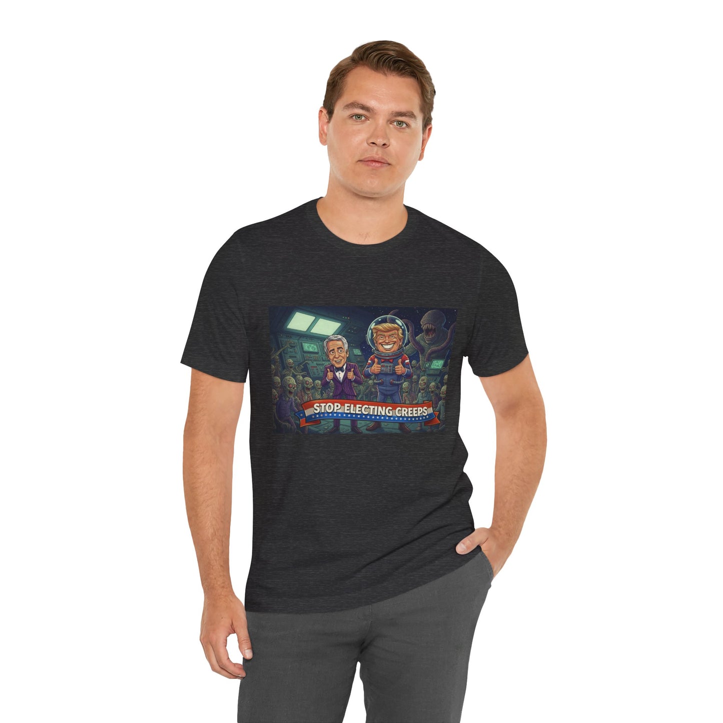 Political Satire Tee — “Stop Electing Creeps” Graphic Shirt