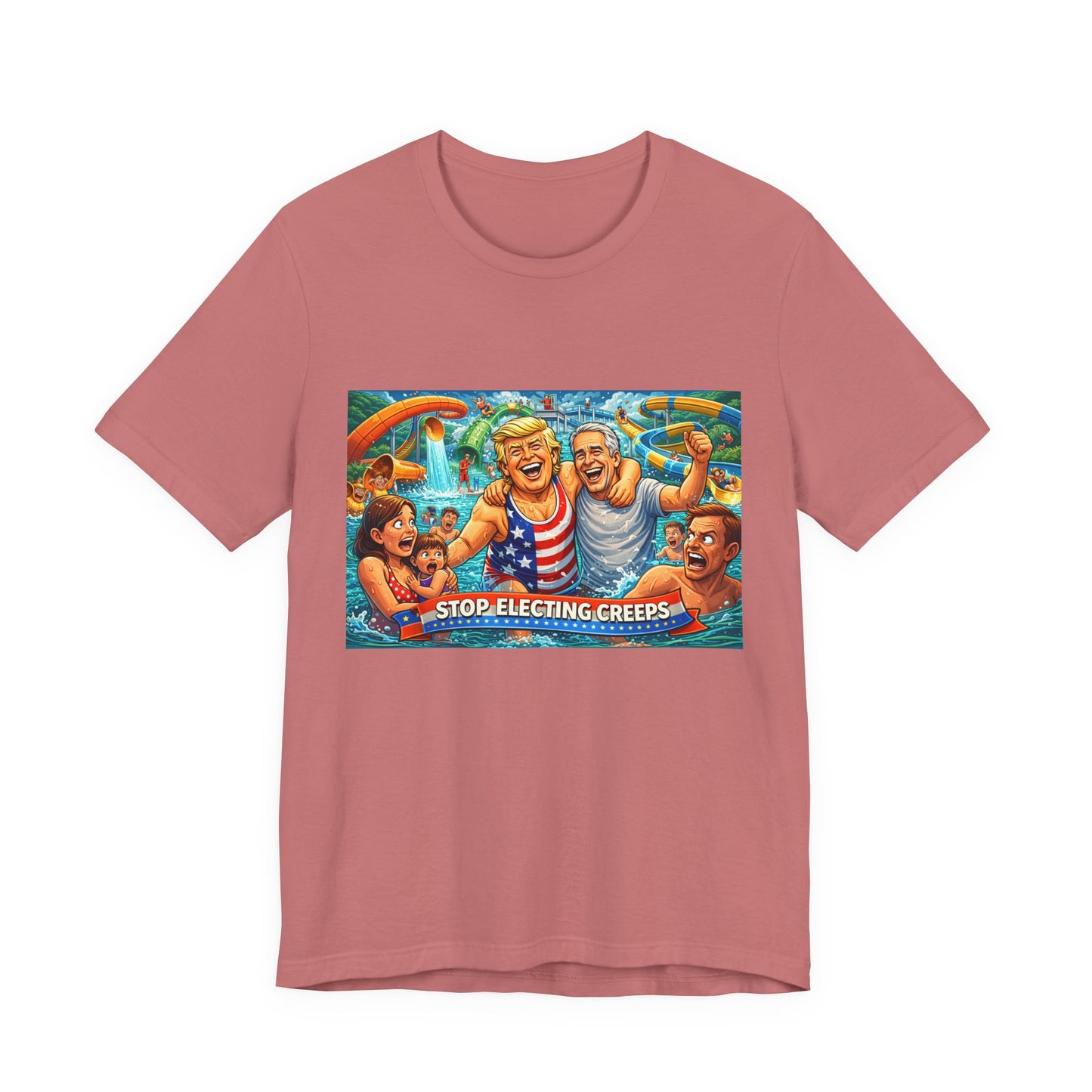 T‑Shirt — "Stop Fleecing Creeps" Beach Party Graphic Tee