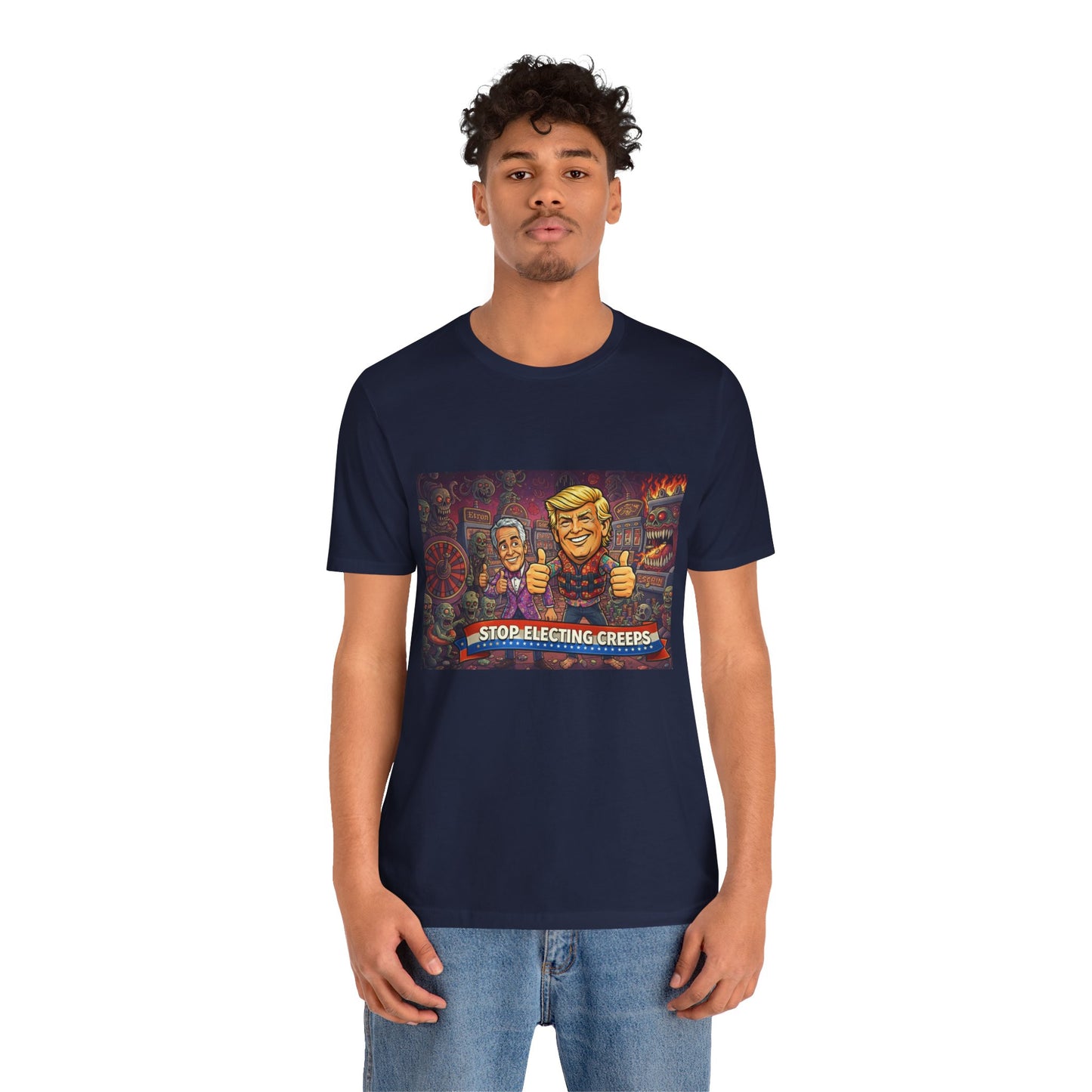 Political Satire Tee — "Stop Electing Creeps" Graphic Shirt