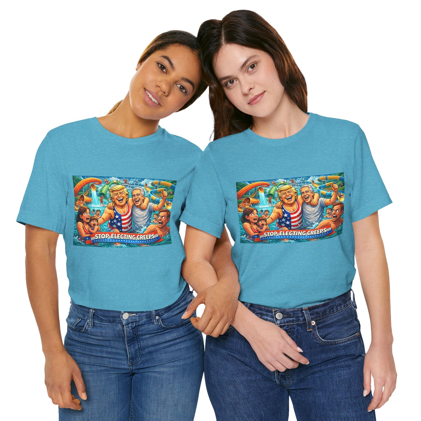 T‑Shirt — "Stop Fleecing Creeps" Beach Party Graphic Tee