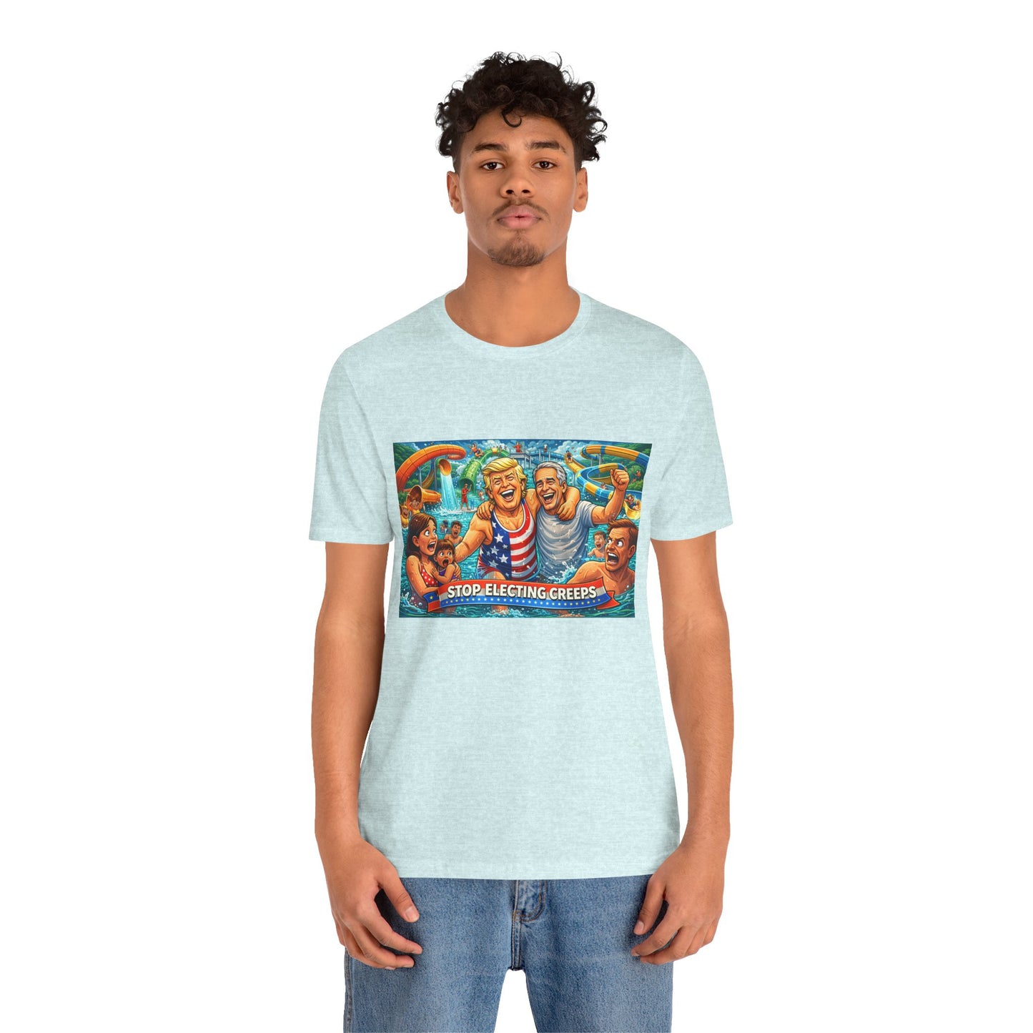 T‑Shirt — "Stop Fleecing Creeps" Beach Party Graphic Tee