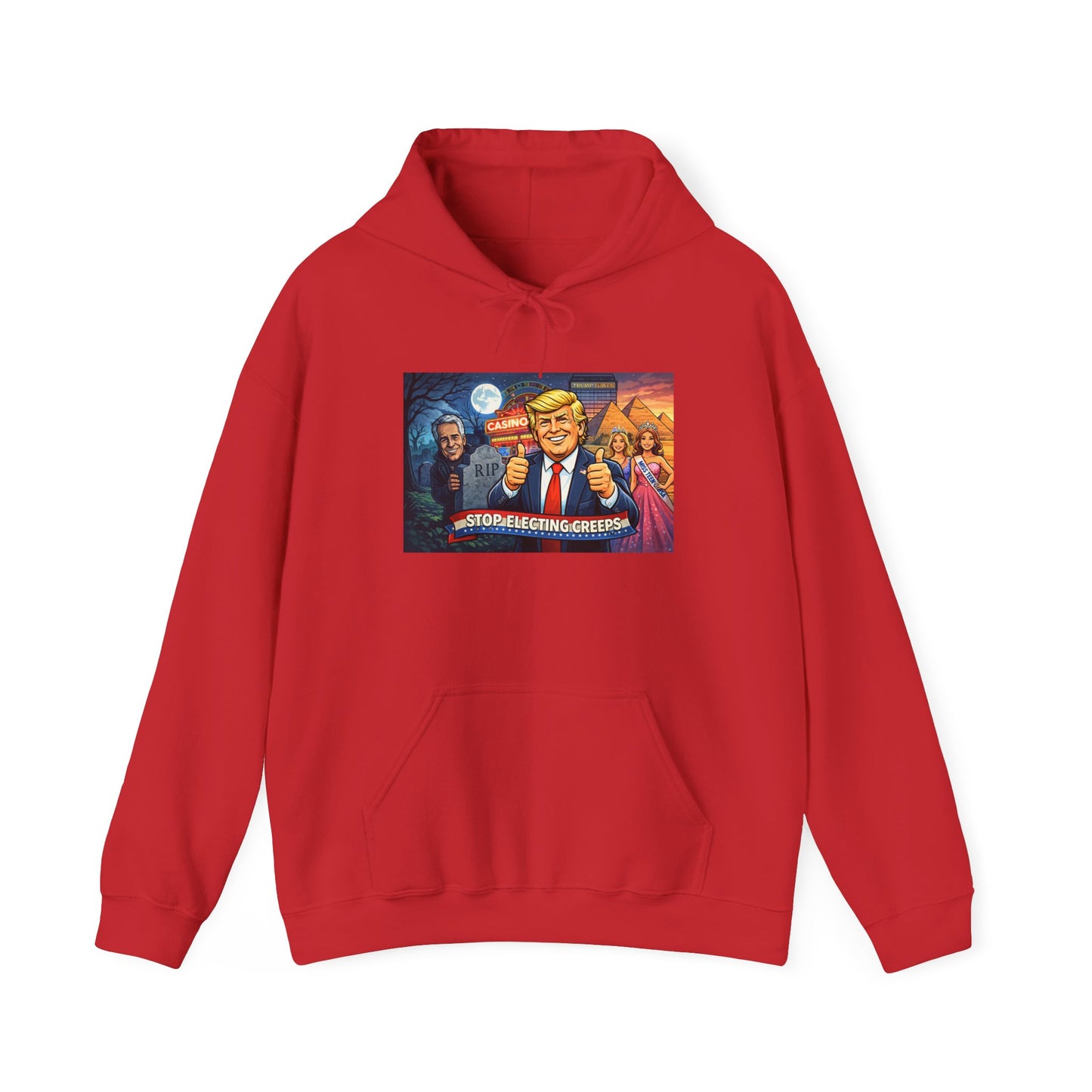 Political Hoodie — 'Make America Grateful' Cartoon Trump & Supporters Graphic Hoodie