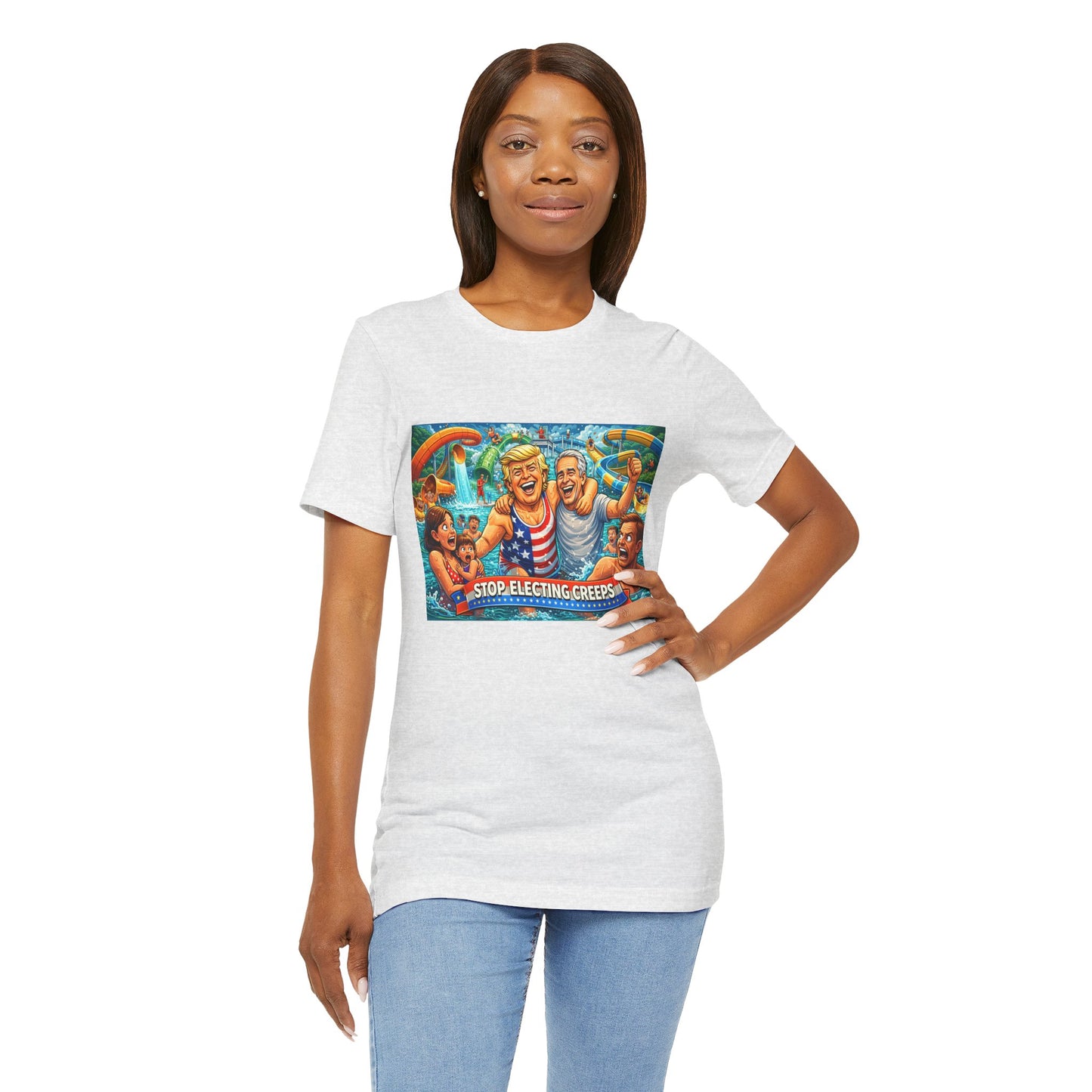 T‑Shirt — "Stop Fleecing Creeps" Beach Party Graphic Tee