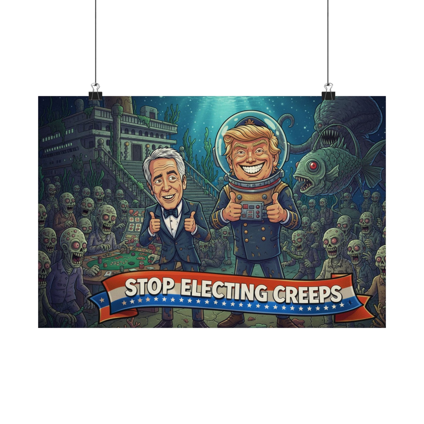 Matte Horizontal Poster — "Stop Electing Creeps" Political Satire Art Print