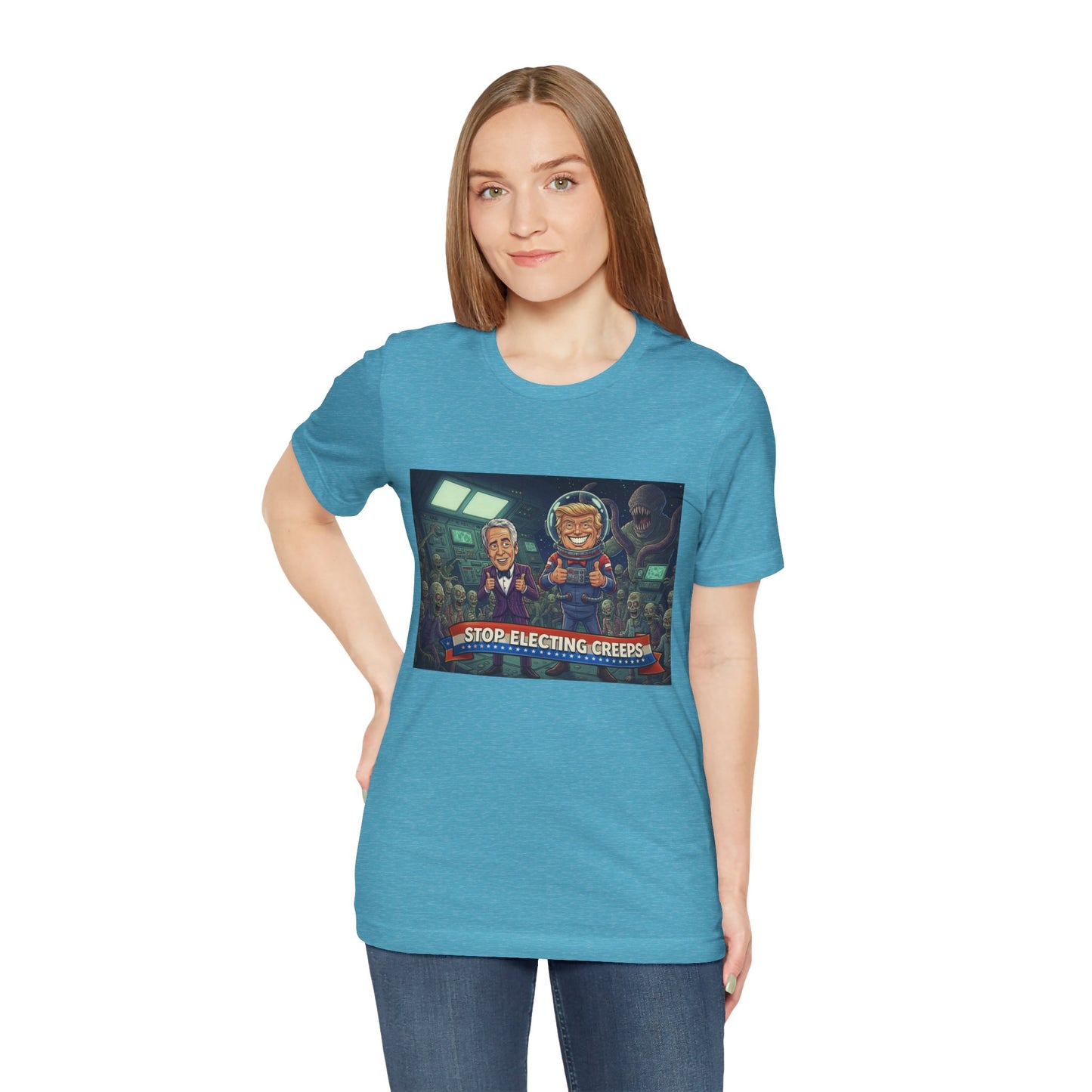 Political Satire Tee — “Stop Electing Creeps” Graphic Shirt