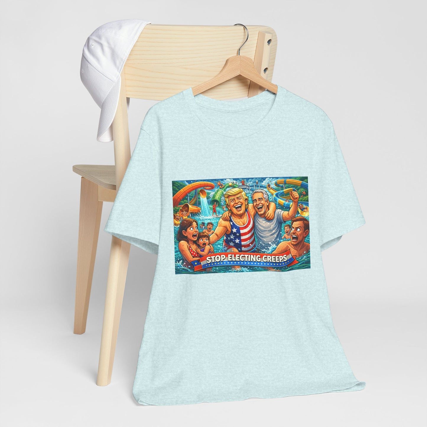 T‑Shirt — "Stop Fleecing Creeps" Beach Party Graphic Tee