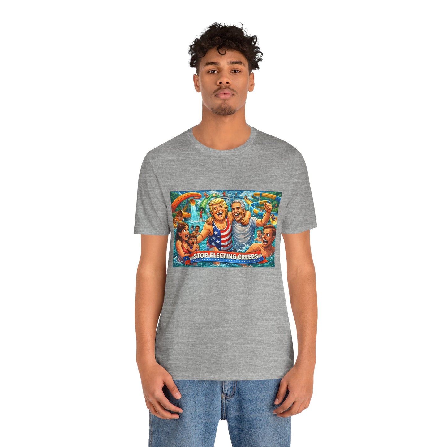 T‑Shirt — "Stop Fleecing Creeps" Beach Party Graphic Tee