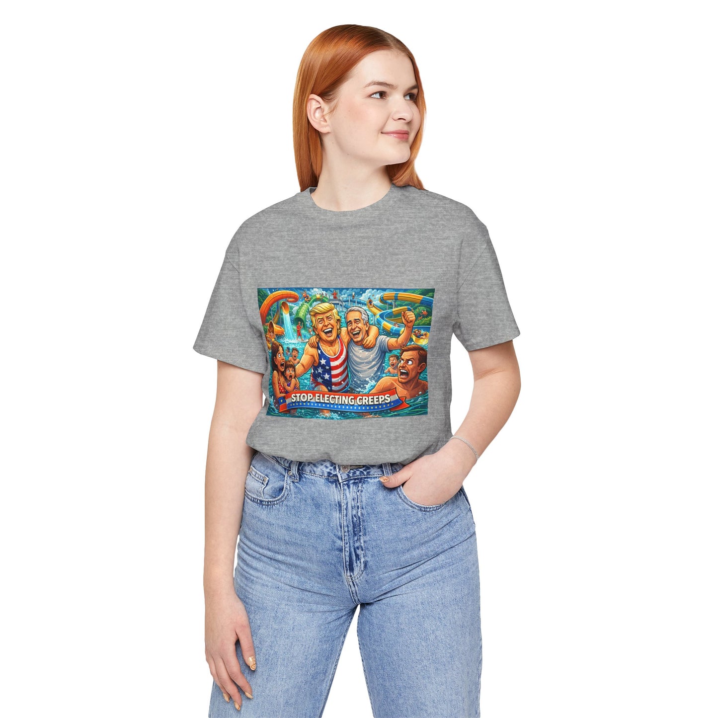T‑Shirt — "Stop Fleecing Creeps" Beach Party Graphic Tee