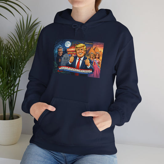 Political Hoodie — 'Make America Grateful' Cartoon Trump & Supporters Graphic Hoodie
