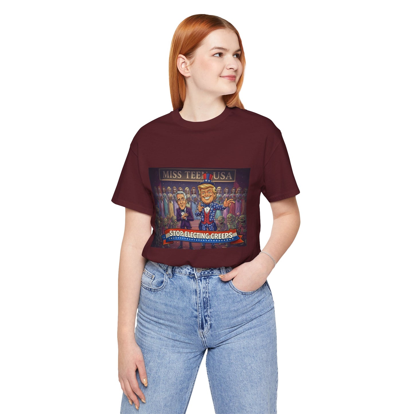 Political Satire Tee – "Stop Electing Creeps" Graphic Shirt
