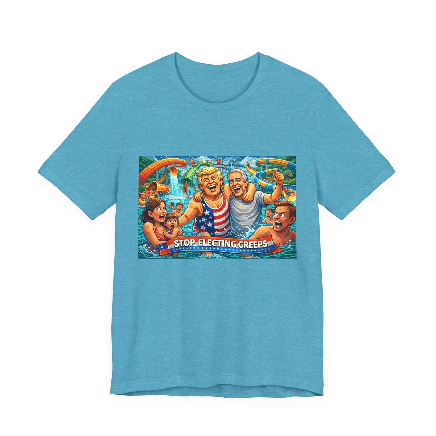 T‑Shirt — "Stop Fleecing Creeps" Beach Party Graphic Tee