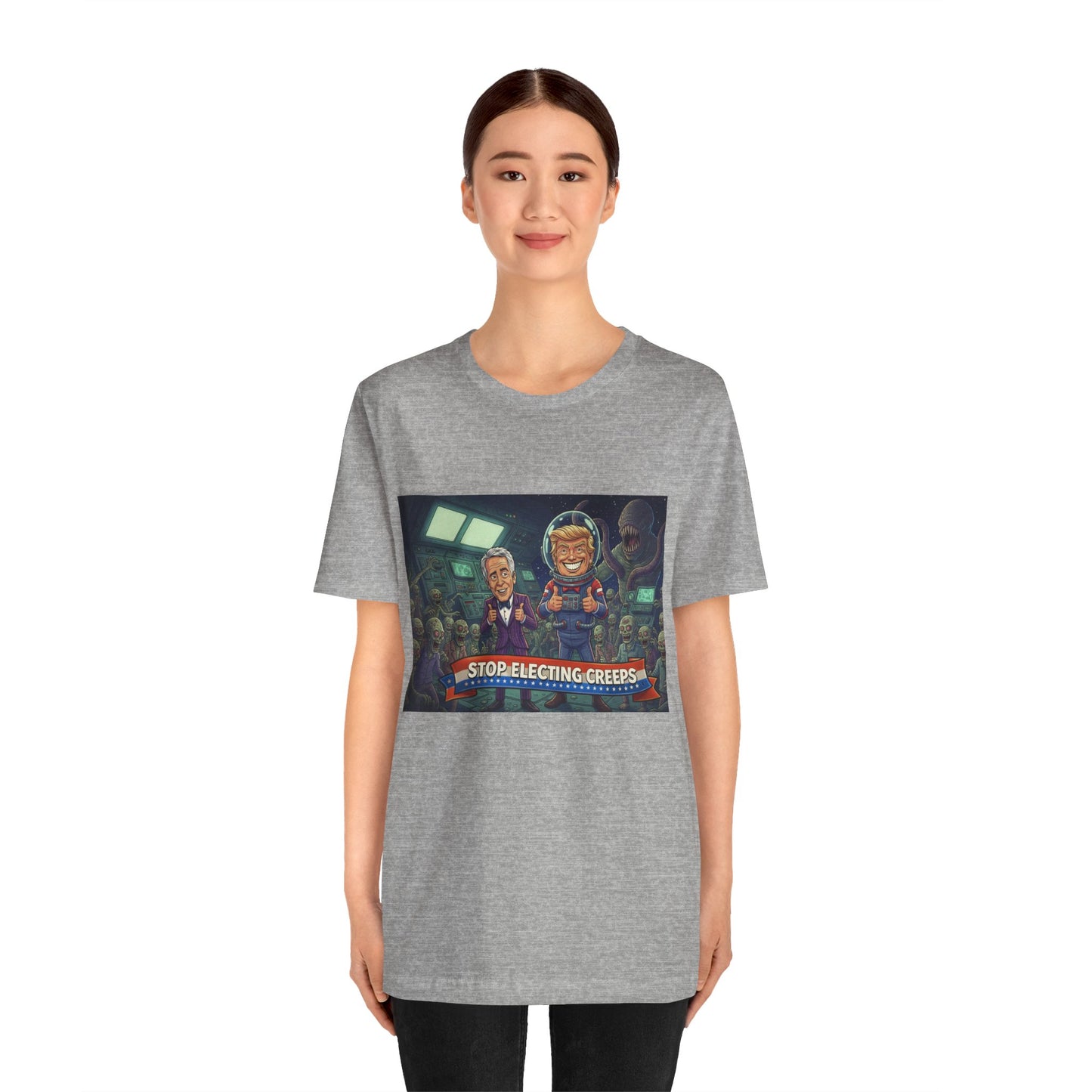 Political Satire Tee — “Stop Electing Creeps” Graphic Shirt
