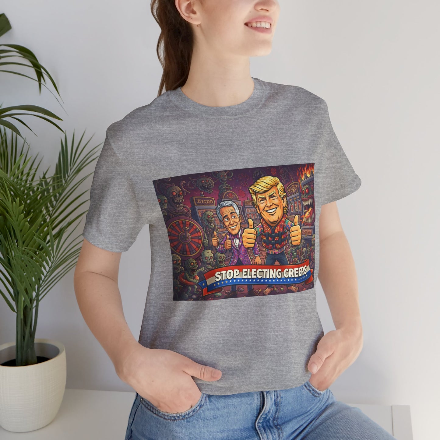 Political Satire Tee — "Stop Electing Creeps" Graphic Shirt