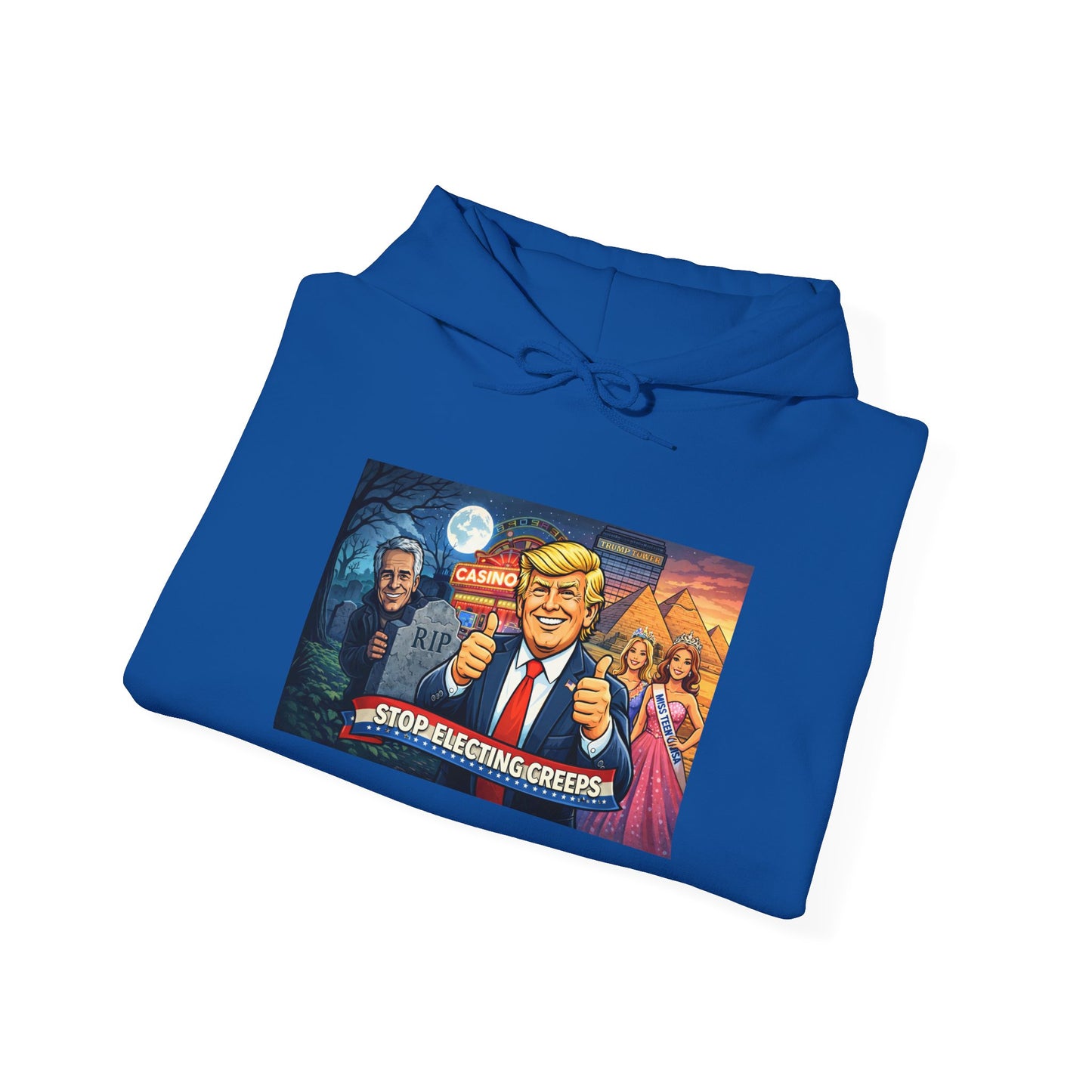 Political Hoodie — 'Make America Grateful' Cartoon Trump & Supporters Graphic Hoodie