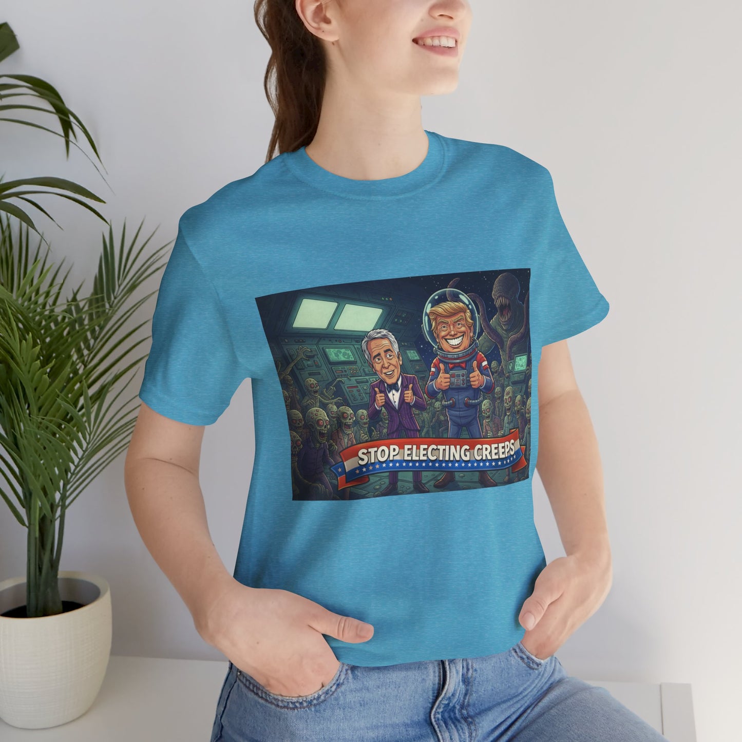 Political Satire Tee — “Stop Electing Creeps” Graphic Shirt