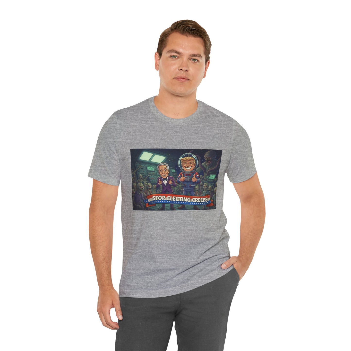 Political Satire Tee — “Stop Electing Creeps” Graphic Shirt