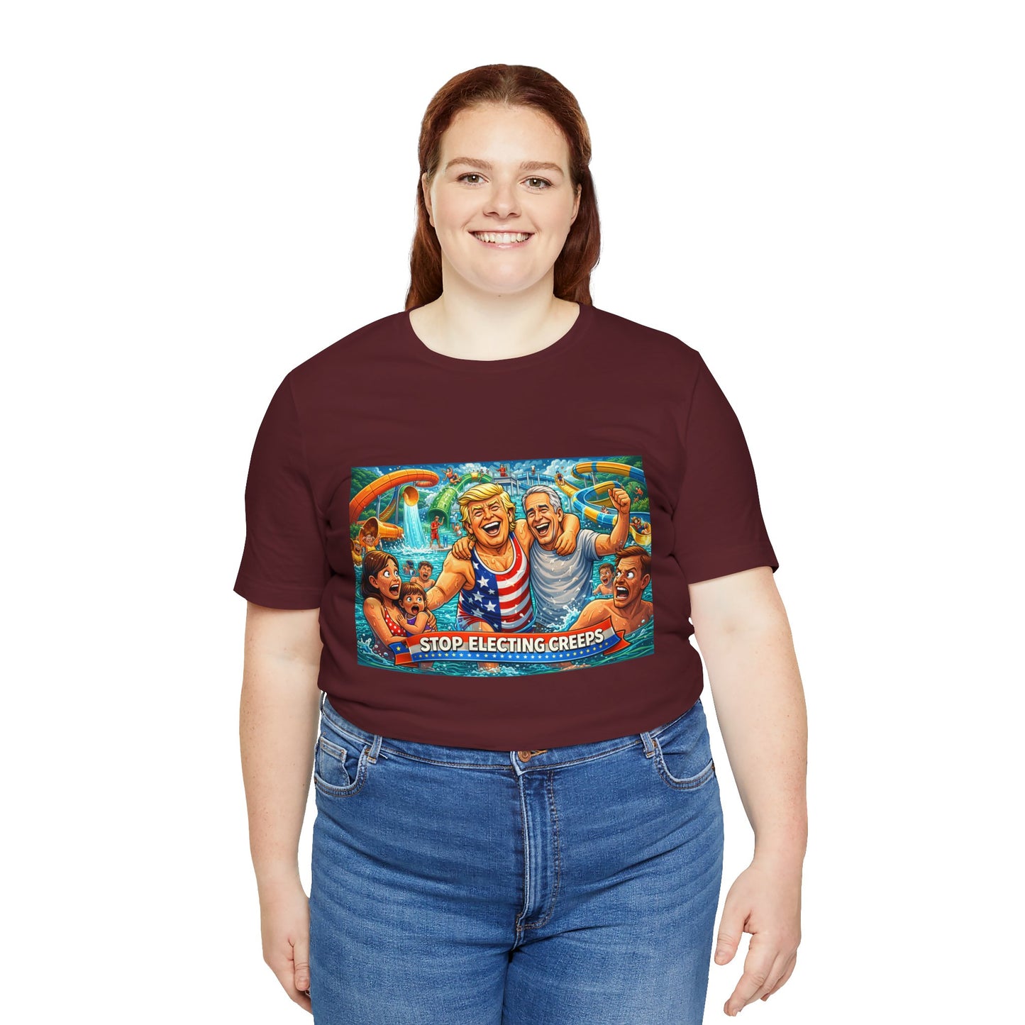 T‑Shirt — "Stop Fleecing Creeps" Beach Party Graphic Tee