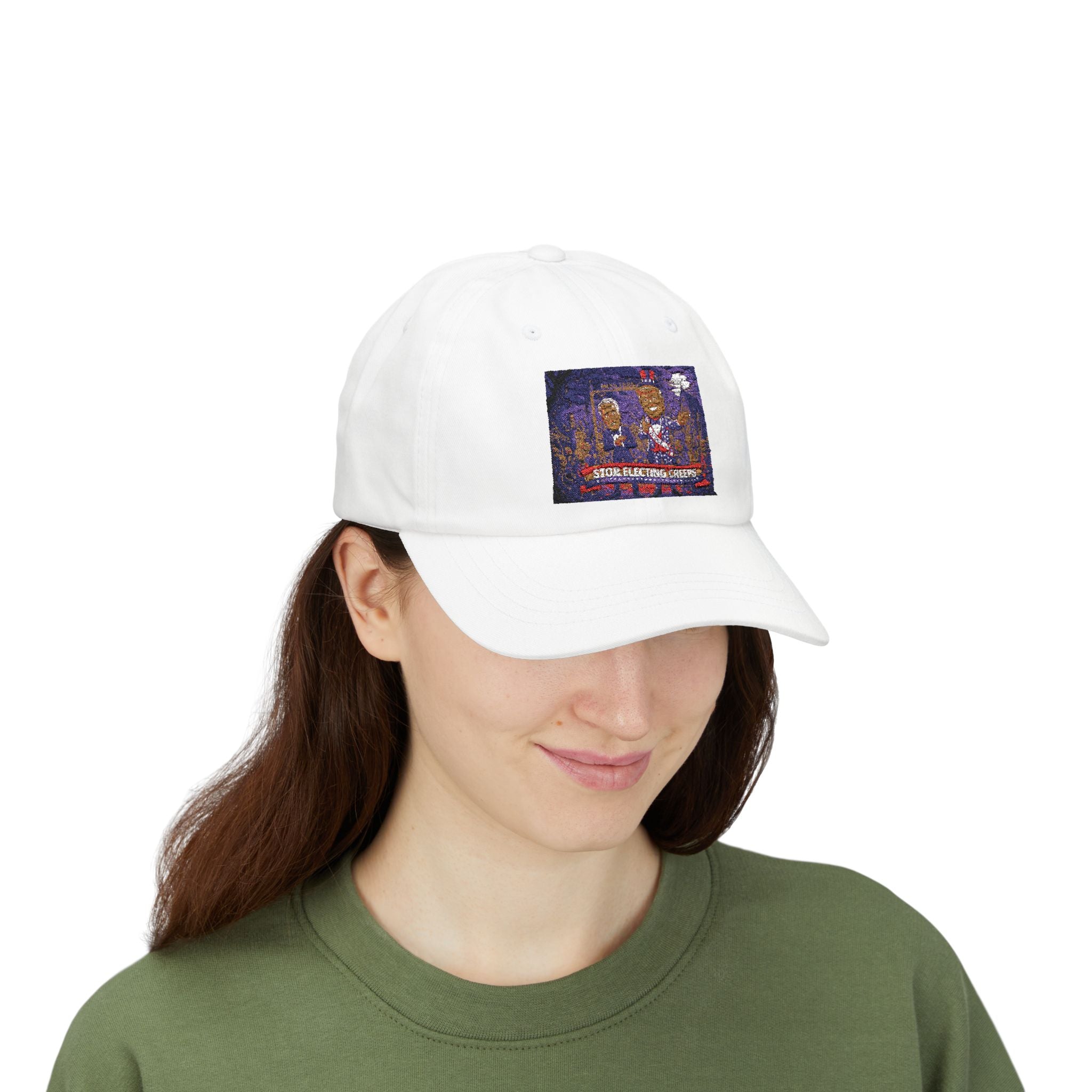 Classic Dad Cap — Retro Cartoon 'Stop Electing Creeps' Embroidered Baseball Hat