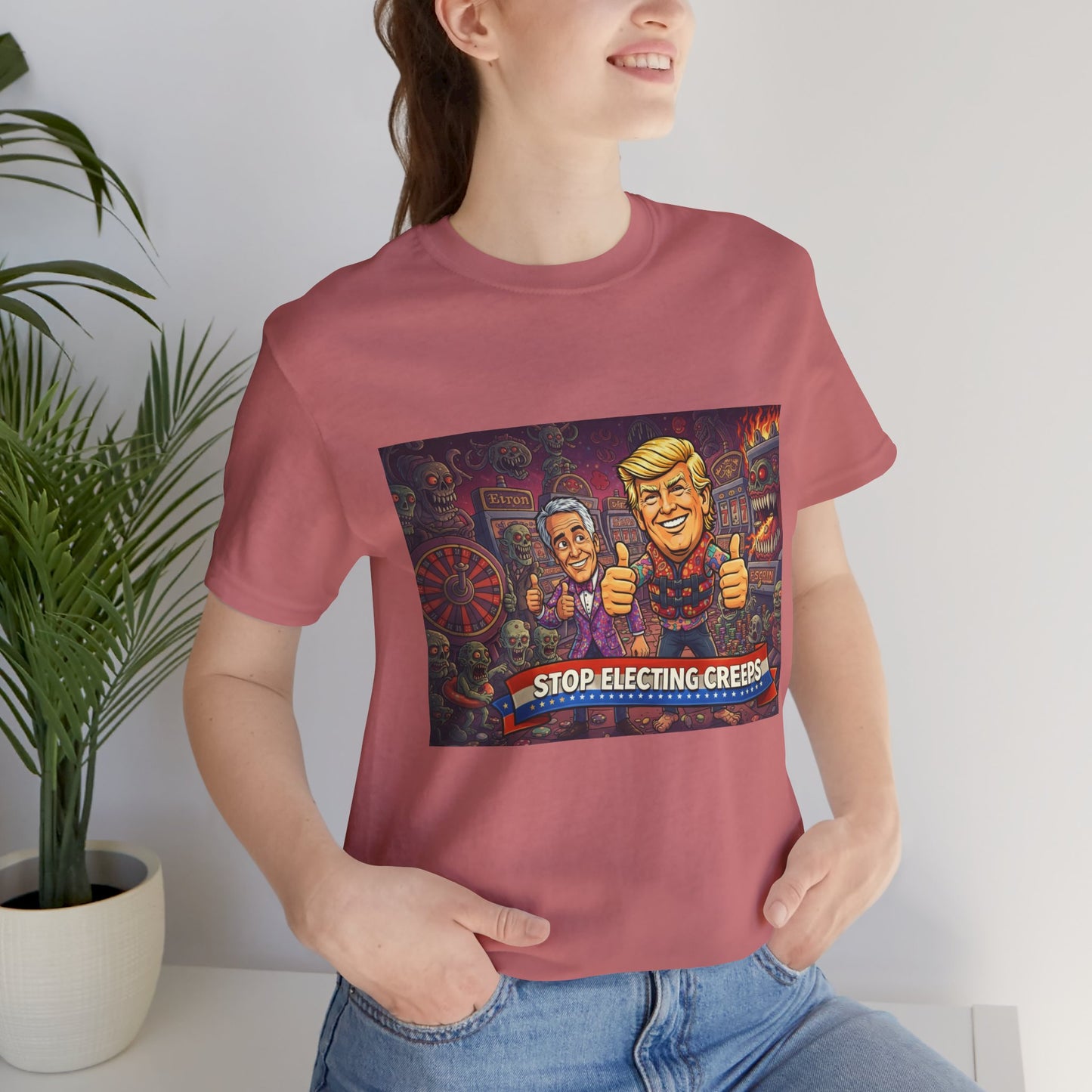 Political Satire Tee — "Stop Electing Creeps" Graphic Shirt