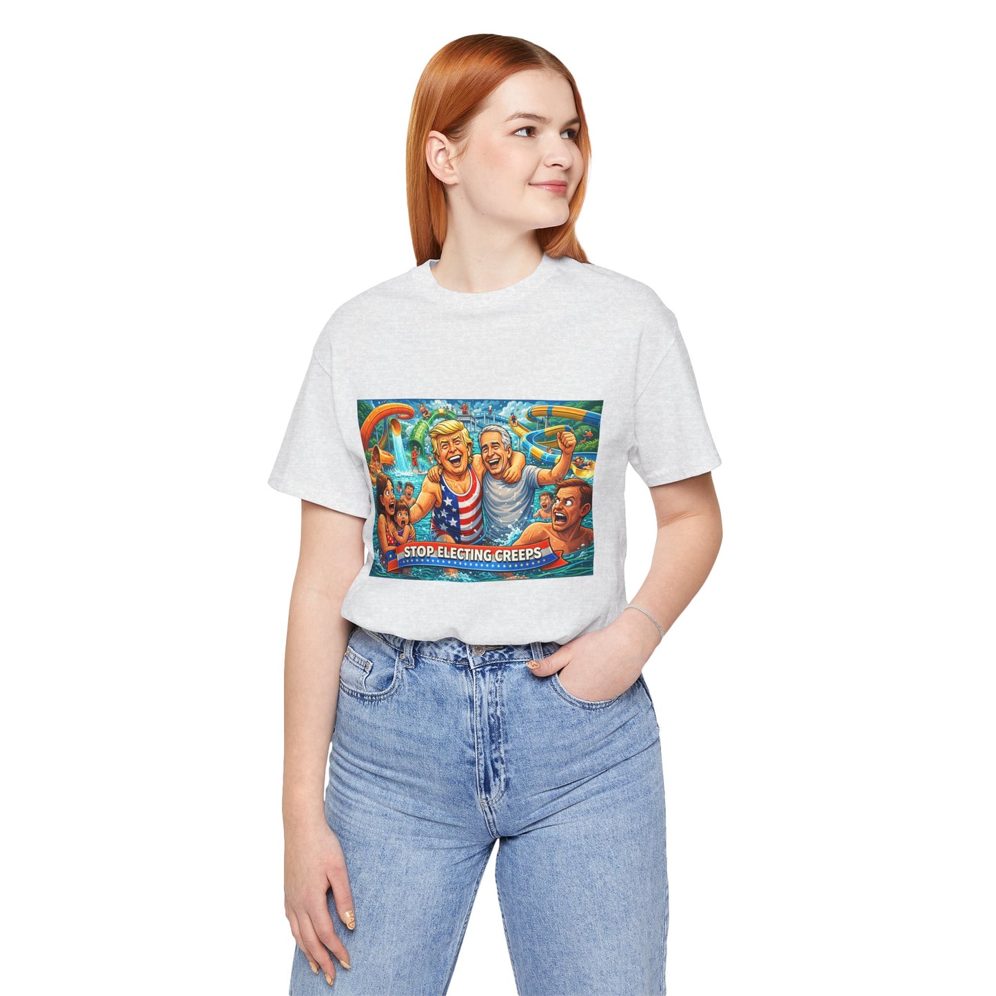 T‑Shirt — "Stop Fleecing Creeps" Beach Party Graphic Tee