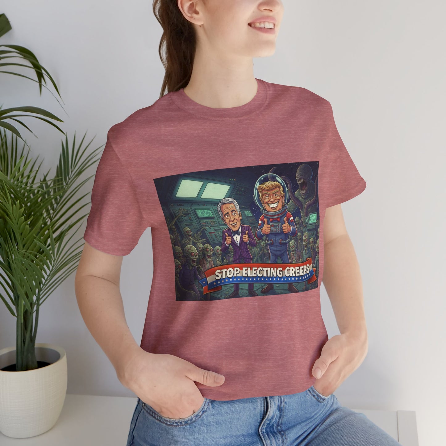 Political Satire Tee — “Stop Electing Creeps” Graphic Shirt