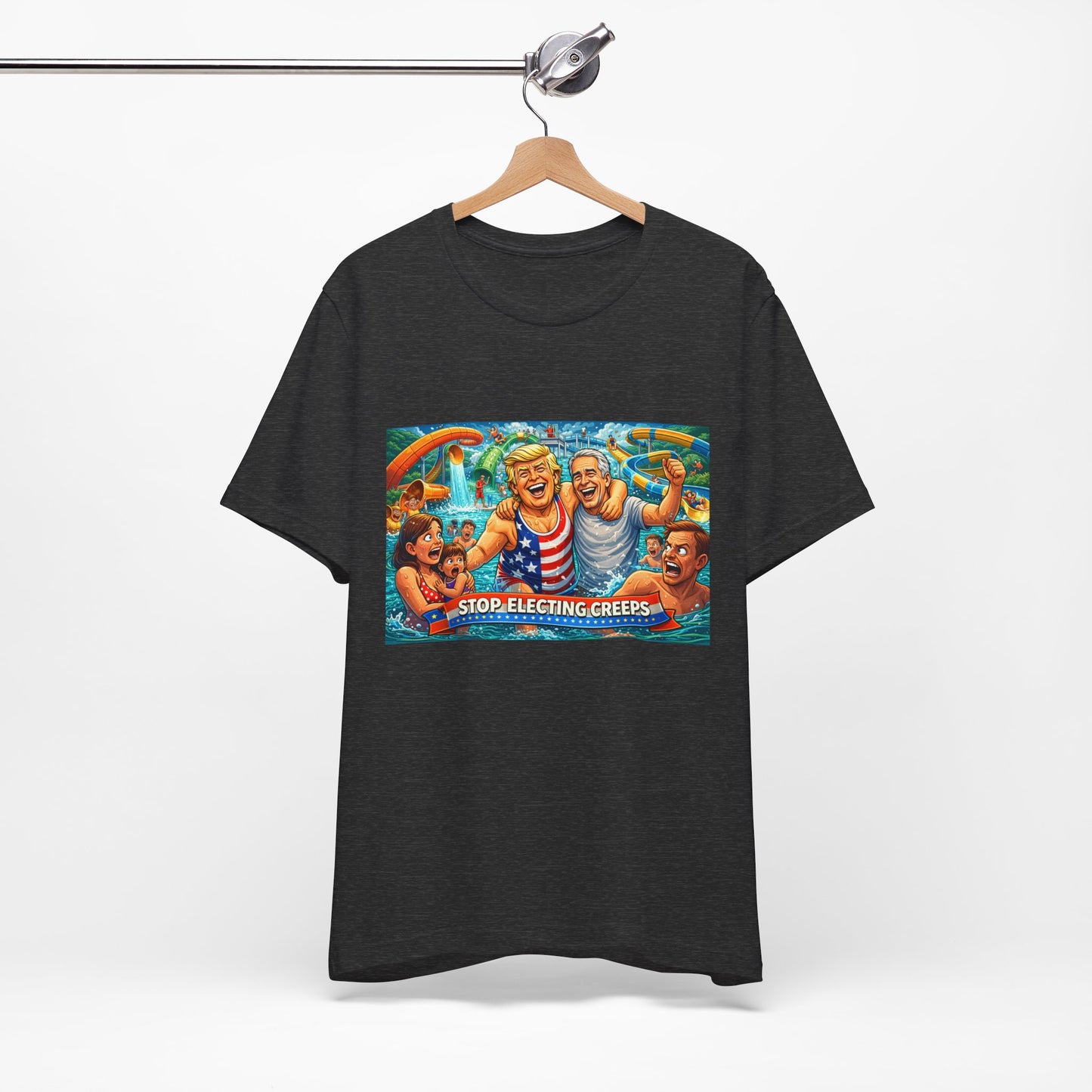 T‑Shirt — "Stop Fleecing Creeps" Beach Party Graphic Tee