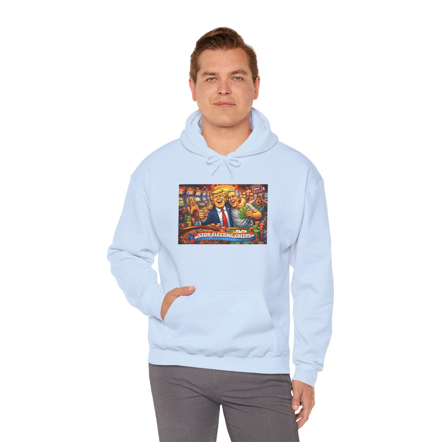 Political Parody Hoodie — 'Stop Blanching Beer' Colorful Satire Design