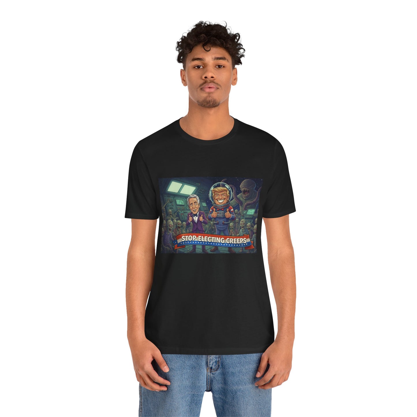 Political Satire Tee — “Stop Electing Creeps” Graphic Shirt