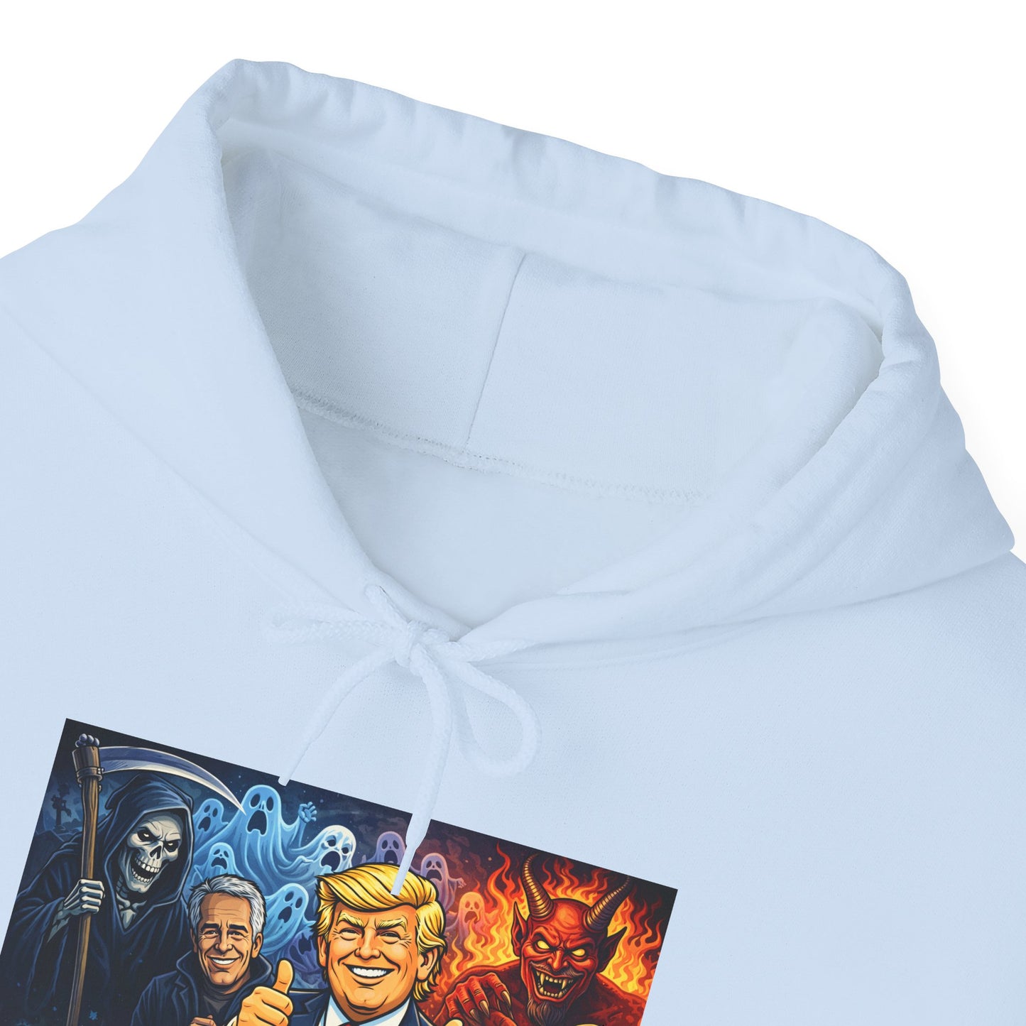 Political Caricature Hoodie — Bold Retro Satire Graphic Sweatshirt