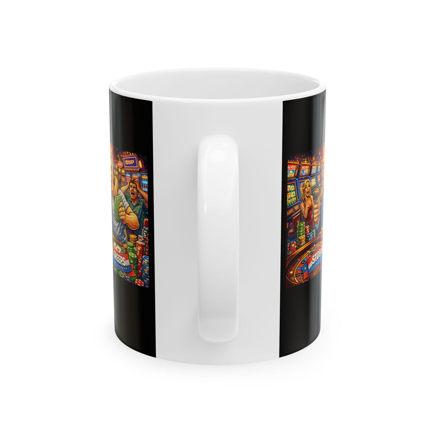 Gamer Arcade Ceramic Mug — Retro Slot Machine Art Coffee Cup (11oz & 15oz)