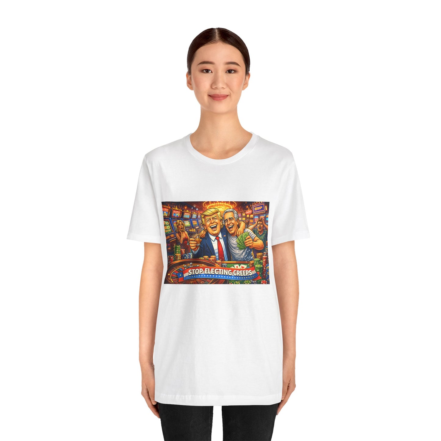 Stop Electing Creeps Graphic Tee — Political Satire T‑Shirt