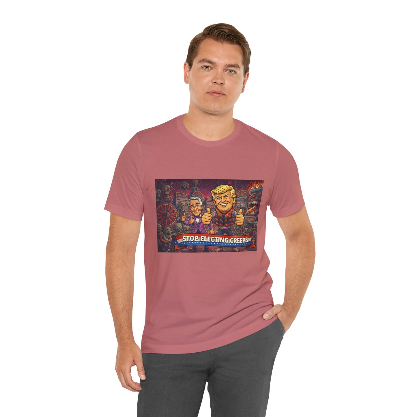 Political Satire Tee — "Stop Electing Creeps" Graphic Shirt