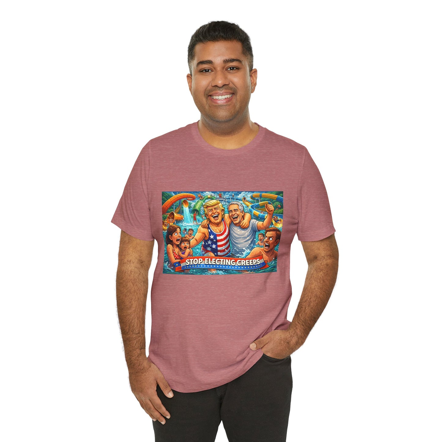 T‑Shirt — "Stop Fleecing Creeps" Beach Party Graphic Tee