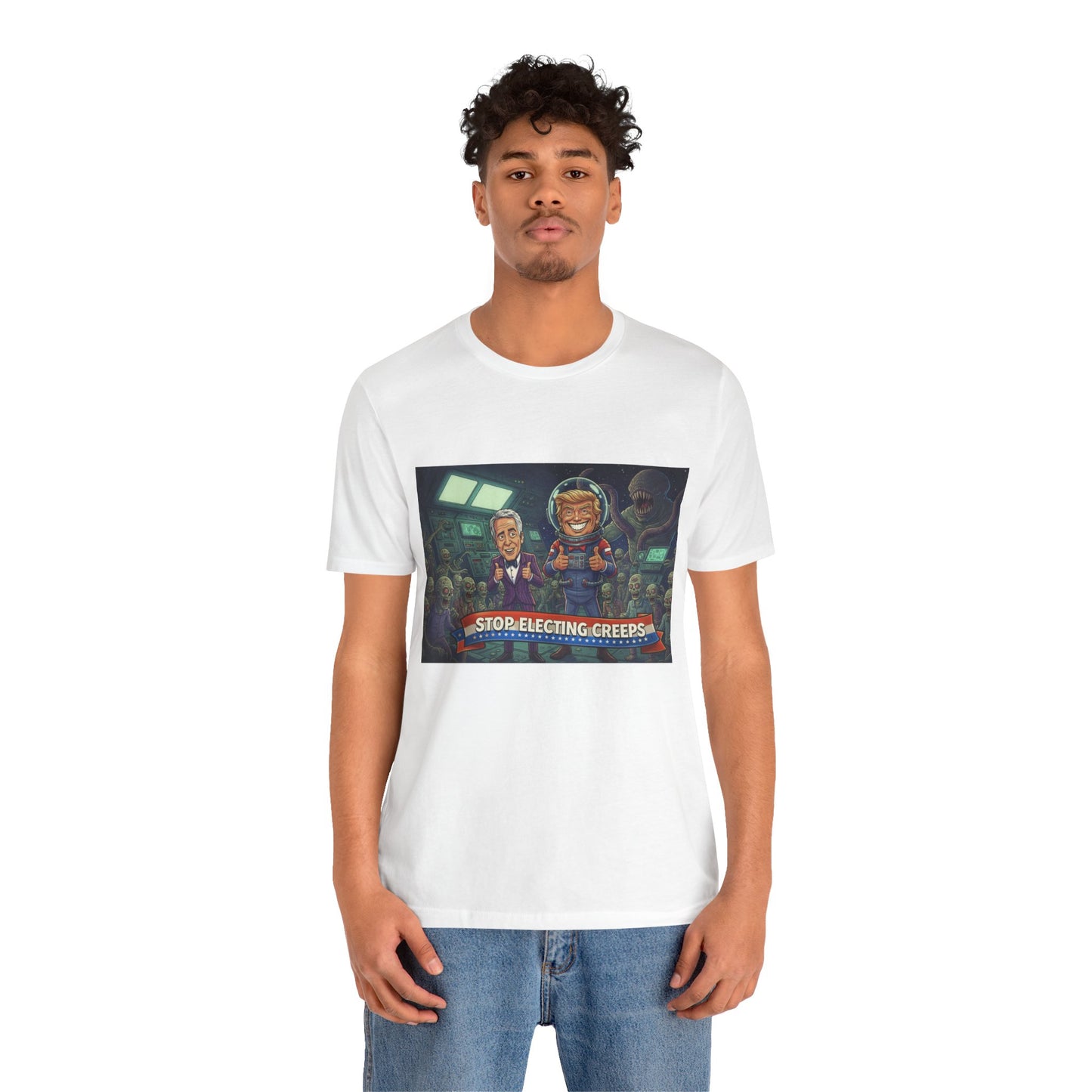Political Satire Tee — “Stop Electing Creeps” Graphic Shirt