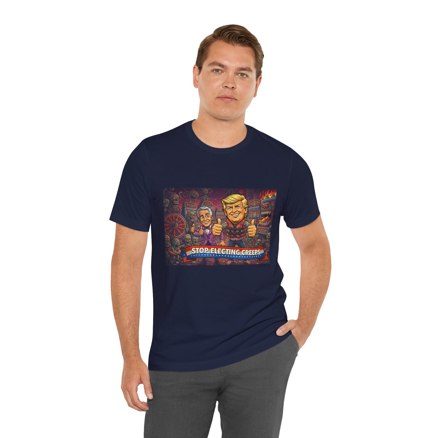 Political Satire Tee — "Stop Electing Creeps" Graphic Shirt