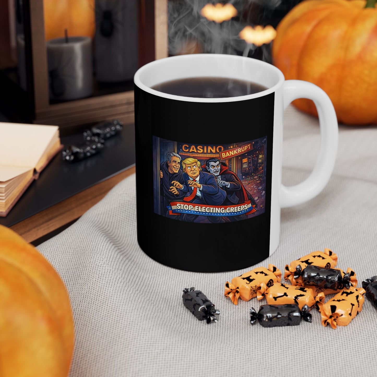 Coffee Mug — Cozy Nighttime Reading Illustration Ceramic Mug (11oz, 15oz)