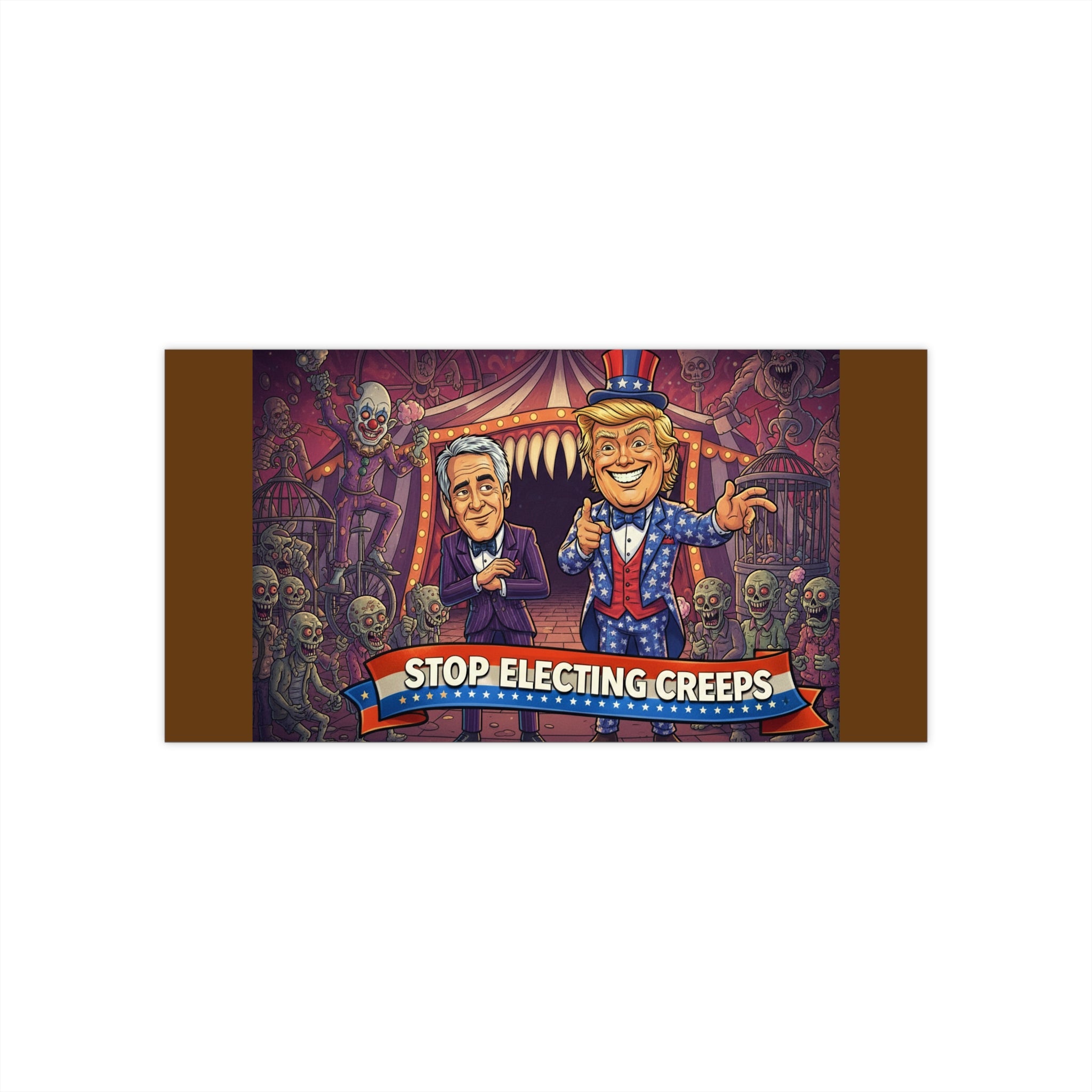 Bumper Sticker — “Stop Electing Creeps” Political Car Sticker (Satirical Trump & GOP Design)