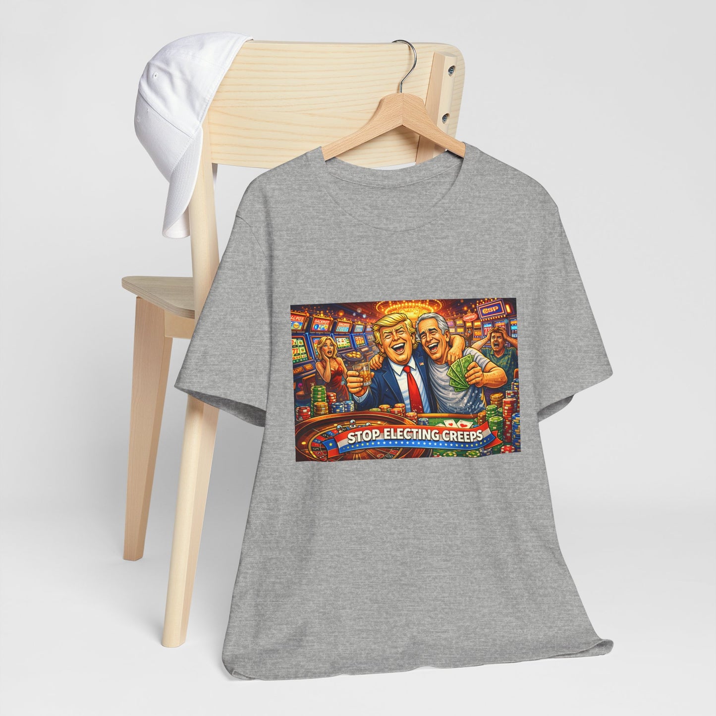 Stop Electing Creeps Graphic Tee — Political Satire T‑Shirt