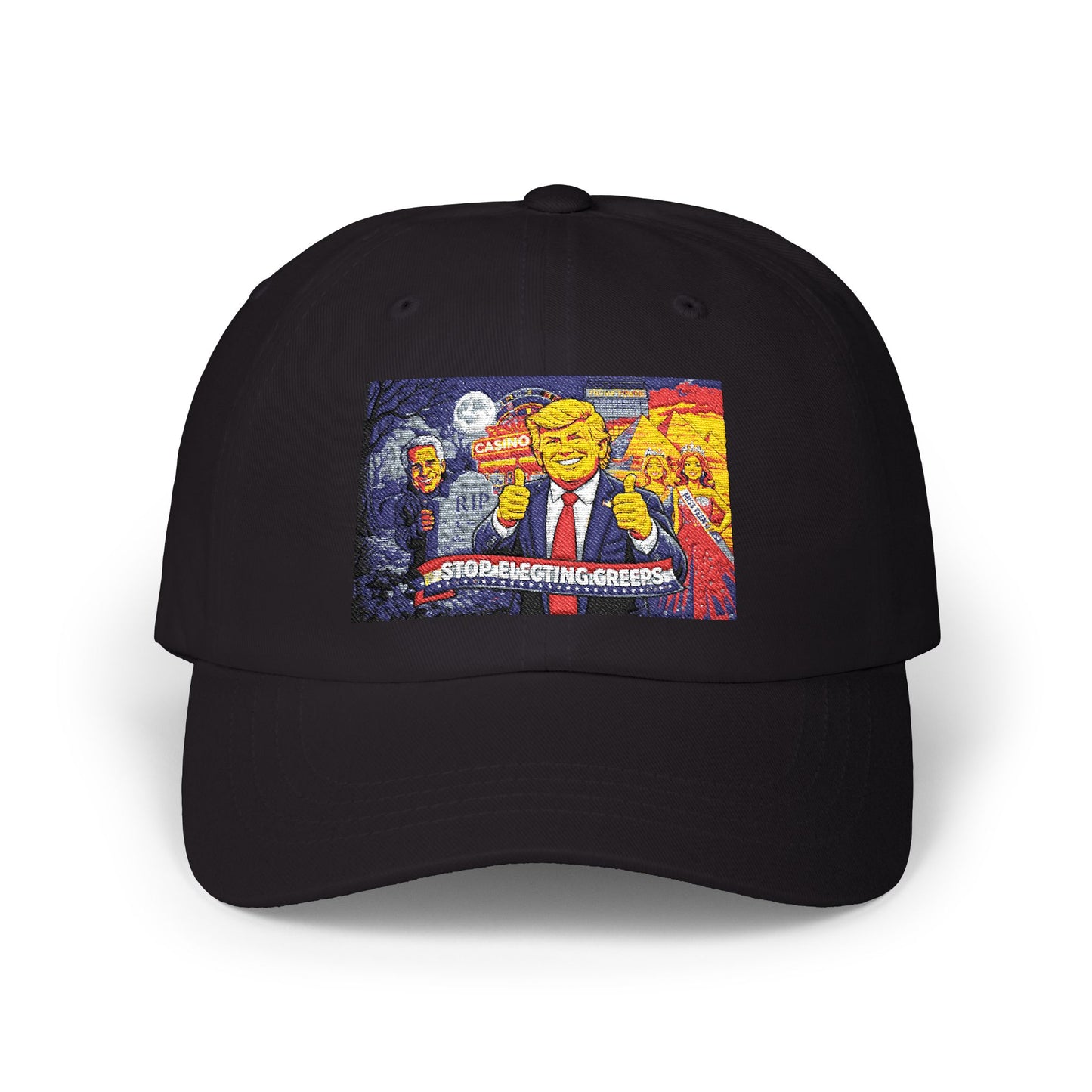 Dad Cap with Pixel Art Political Leader Design