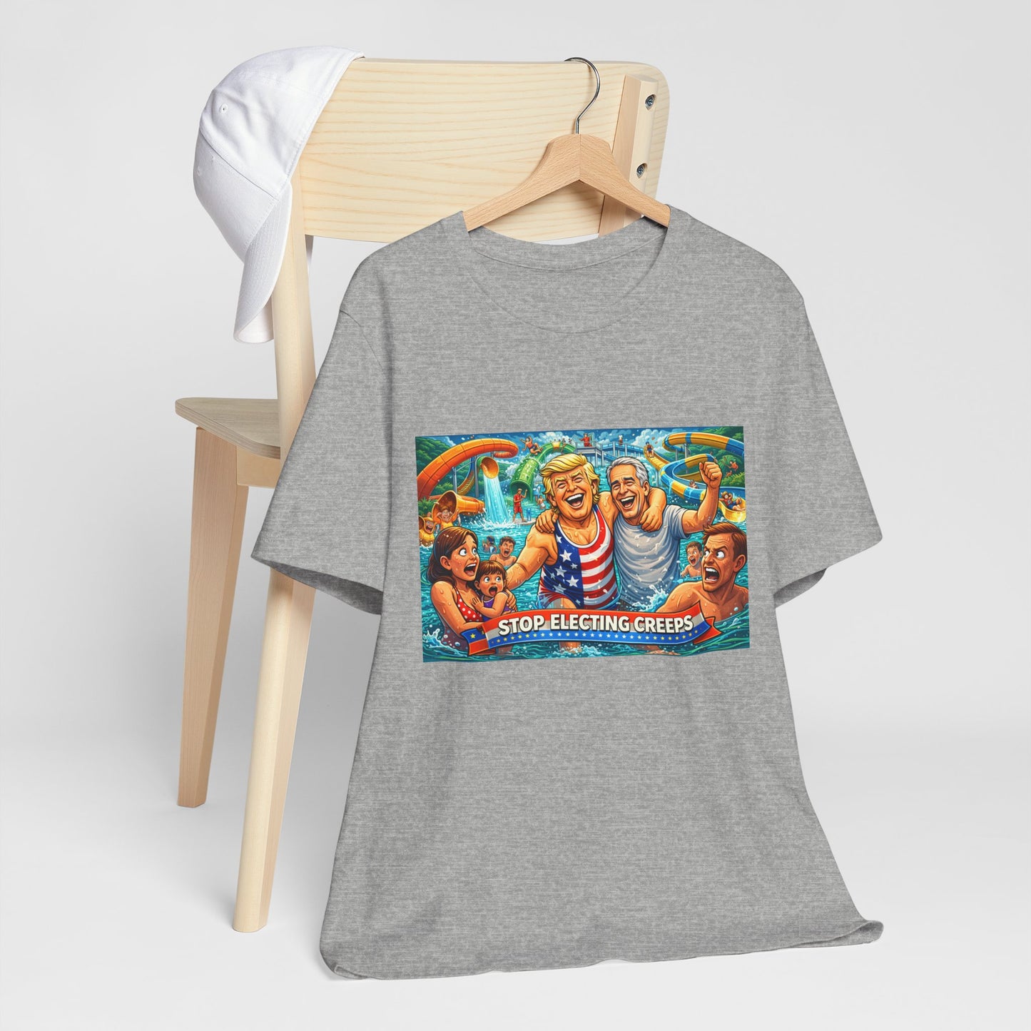T‑Shirt — "Stop Fleecing Creeps" Beach Party Graphic Tee