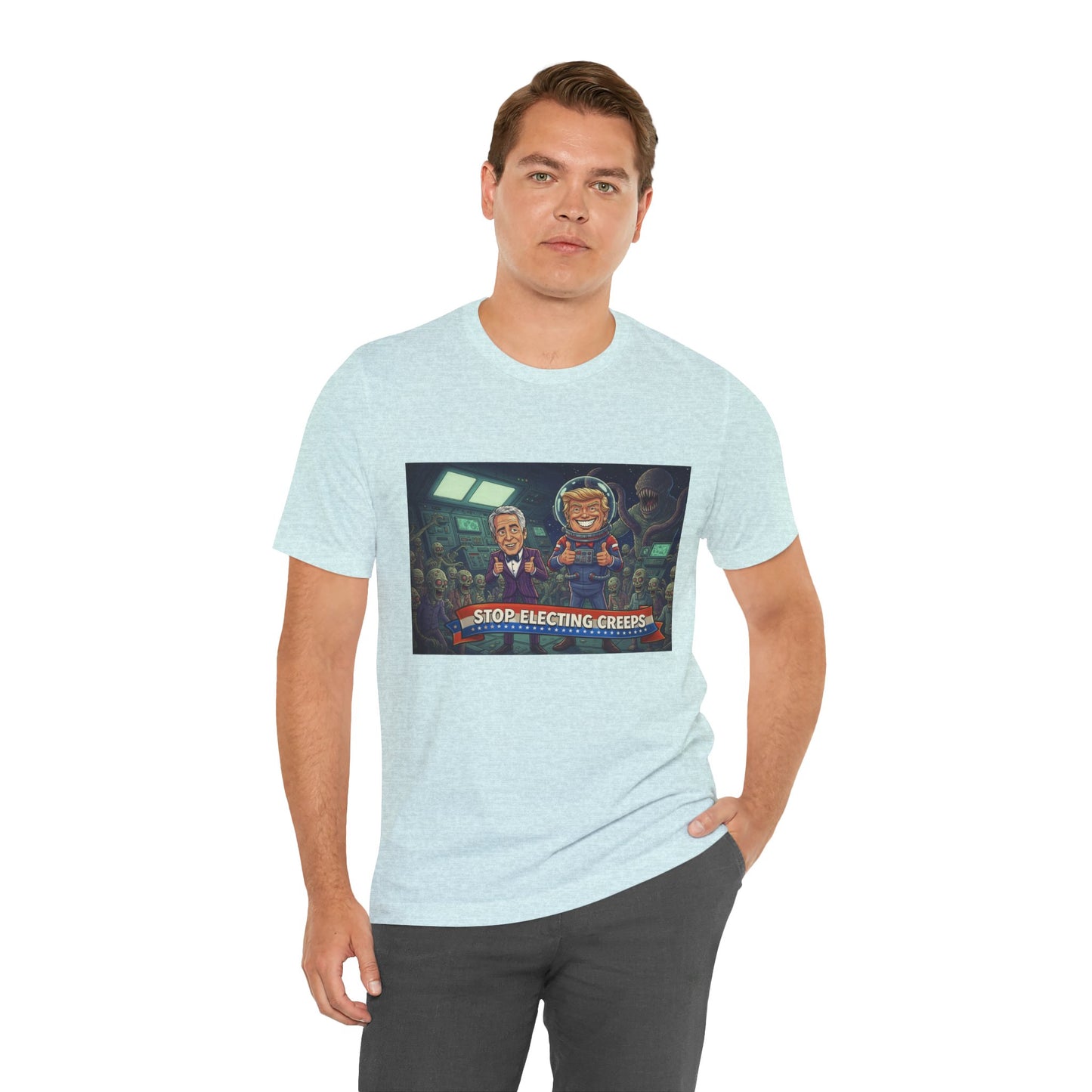 Political Satire Tee — “Stop Electing Creeps” Graphic Shirt