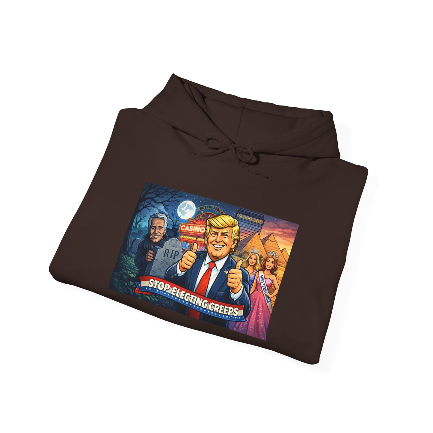 Political Hoodie — 'Make America Grateful' Cartoon Trump & Supporters Graphic Hoodie