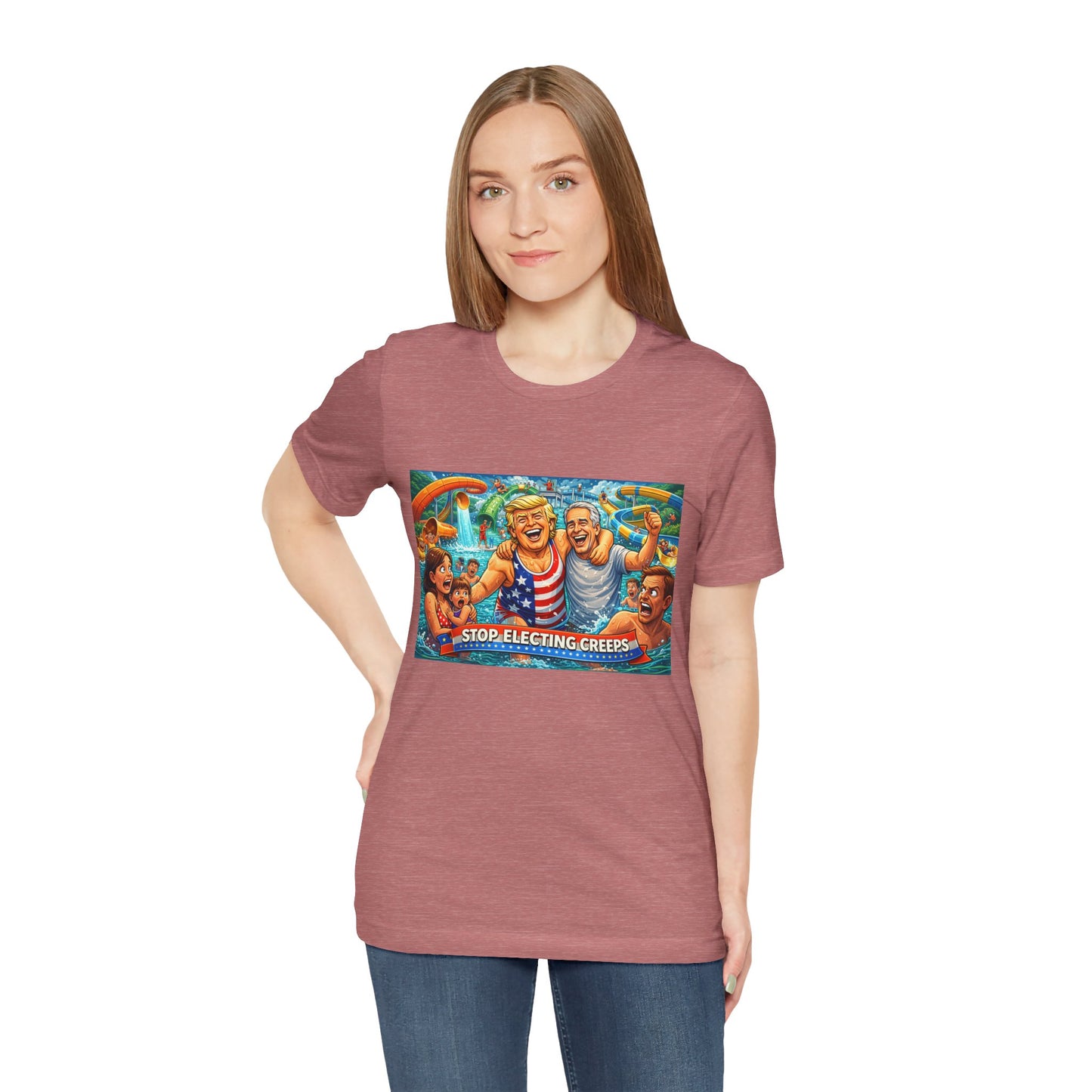 T‑Shirt — "Stop Fleecing Creeps" Beach Party Graphic Tee