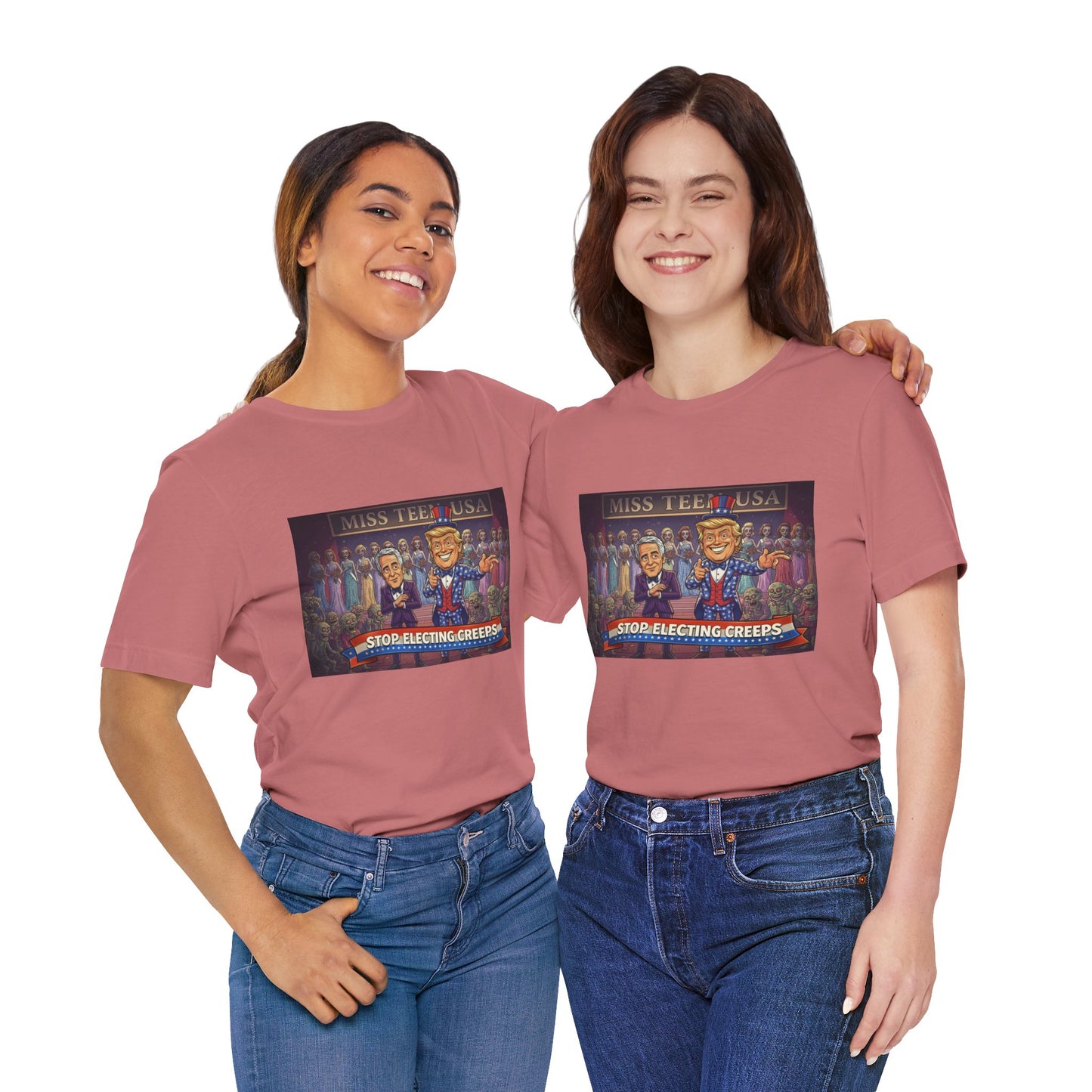 Political Satire Tee – "Stop Electing Creeps" Graphic Shirt