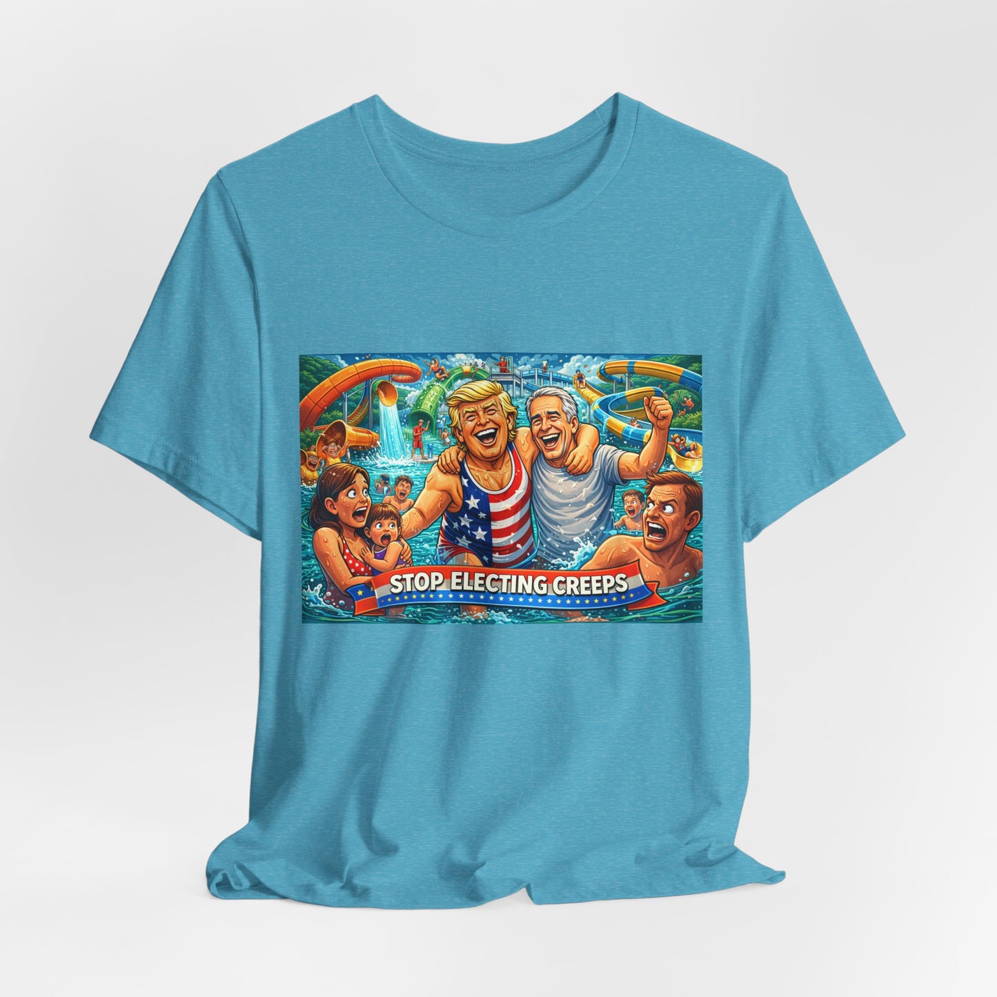 T‑Shirt — "Stop Fleecing Creeps" Beach Party Graphic Tee