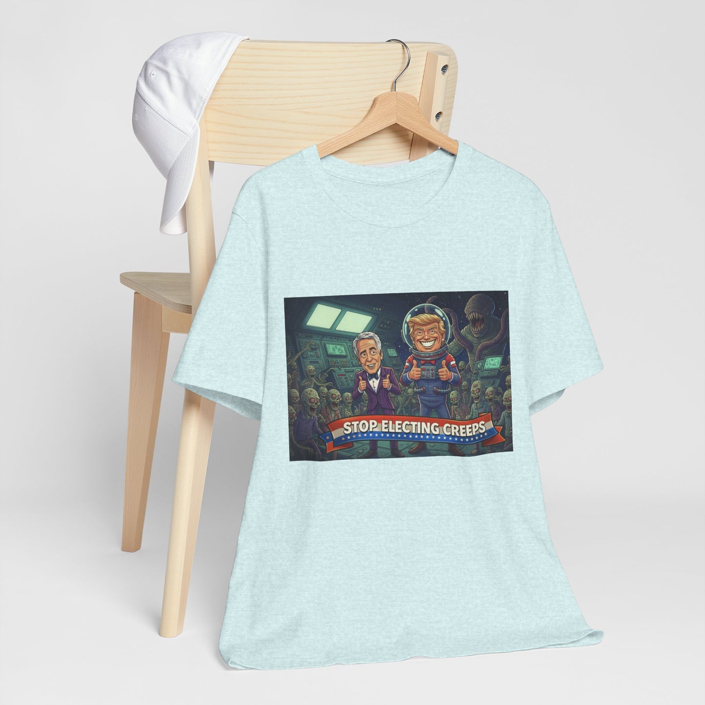 Political Satire Tee — “Stop Electing Creeps” Graphic Shirt